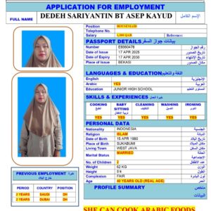 DEDEH SARIYANTIN<br><br> Domestic Worker –  Indonesia