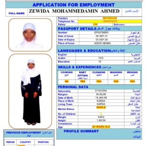 ZEWIDA MOHAMMED<br><br> Domestic Worker - Ethiopia