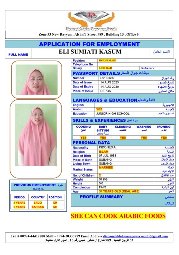 ELIS SUMIATI <br><br> Domestic Worker –  Indonesia