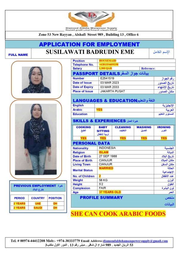 SUSILAWATI BADRUDIN<br><br> Domestic Worker –  Indonesia
