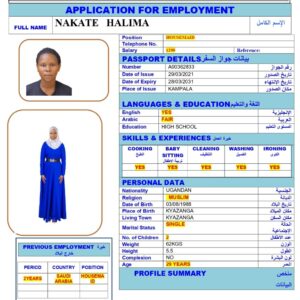 NAKATE HALIMA<br><br> Domestic Worker –  Uganda
