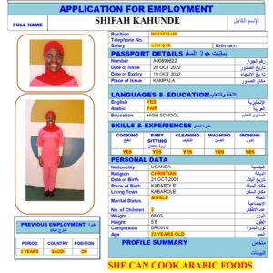 SHIFAH KAHUNDE<br><br> Domestic Worker –  Uganda