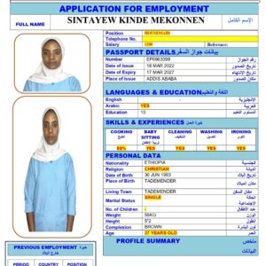 SINTAYEW KINDE<br><br> Domestic Worker - Ethiopia