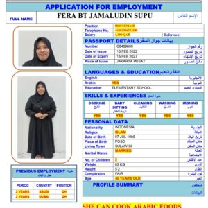 FERA BT <br><br> Domestic Worker –  Indonesia