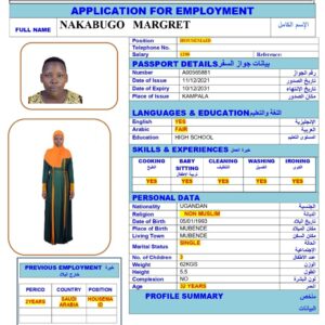 NAKABUGO MARGRET<br><br> Domestic Worker –  Uganda
