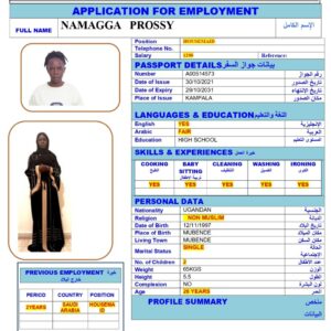 NAMAGGA PROSSY<br><br> Domestic Worker –  Uganda