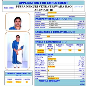 PUSPA NEKURI<br><br> Domestic Worker - India