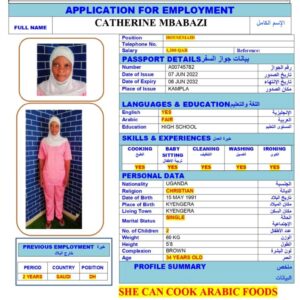 CATHERINE MBABAZI<br><br> Domestic Worker –  Uganda