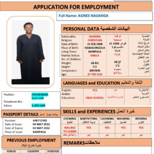 AGNES NASANGA   Domestic Worker - UGANDA