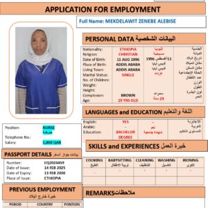 MEKDELAWIT   Nurse - ETHIOPIA
