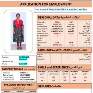 RAMADEVI BEERA <br><br>Domestic worker –  India