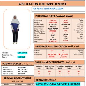 ADDIS ASEFA     DRIVER - ETHIOPIA