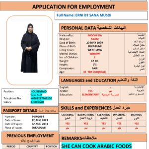 ERNI MUSDI   Domestic Worker - INDONESIA