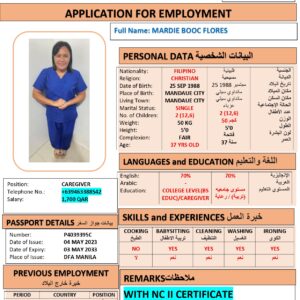 MARDIE FLORES   CAREGIVER - PHILIPPINES