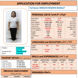 MEDILYN MARALIT   Domestic Worker - PHILIPPINES