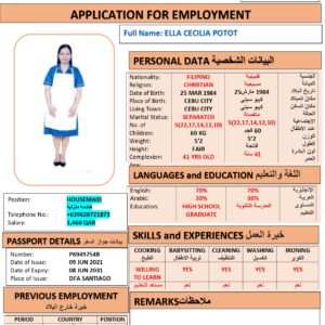 ELLA POTOT Domestic Worker - PHILIPPINES