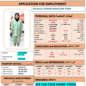 FITRIANI TANDI Domestic Worker - INDONESIA