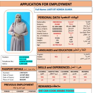 LASTI SUARA Domestic Worker - INDONESIA